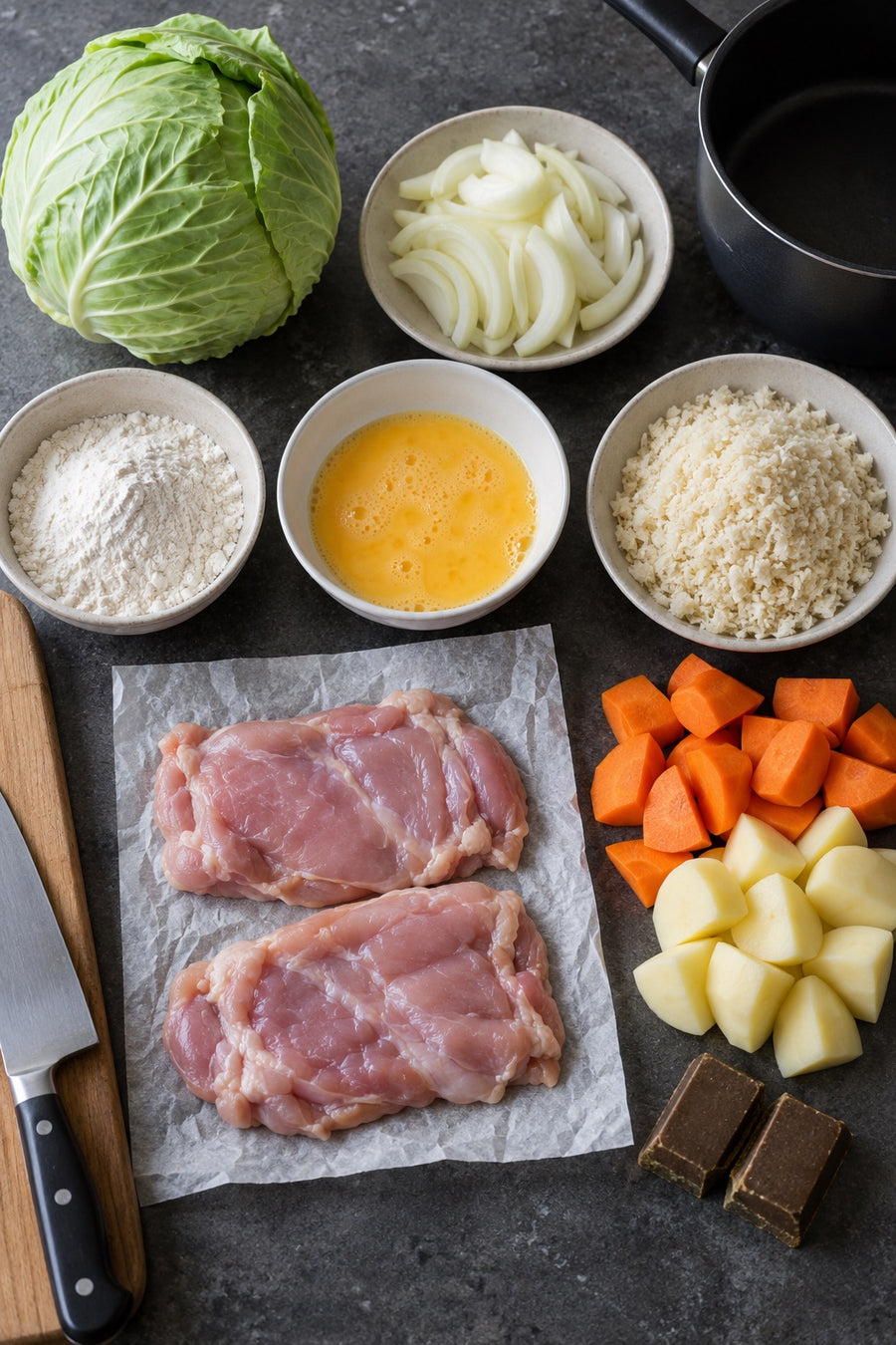Chicken Katsu Curry, Japanese Home Style, step 1: Prep everything