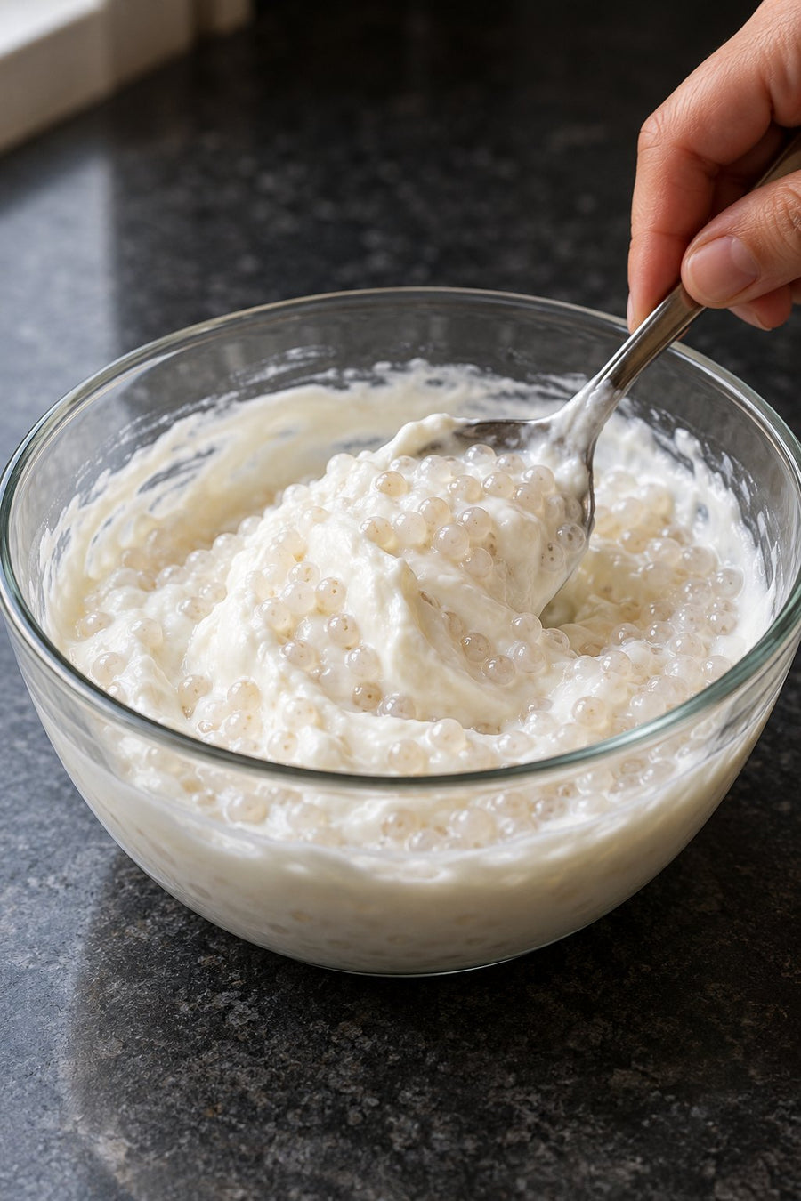 Solid Mango Pomelo Sago with Strained Yogurt, step 6: Make a thick topping