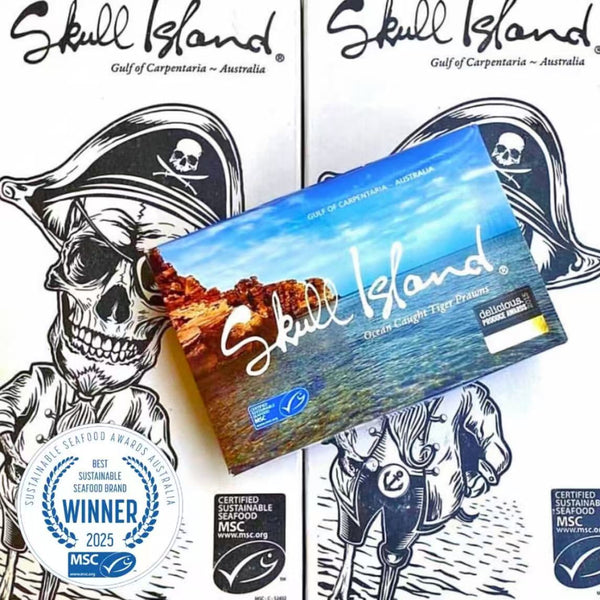 Skull Island Ocean-Caught Tiger Prawns U9/12 – Frozen 3kg