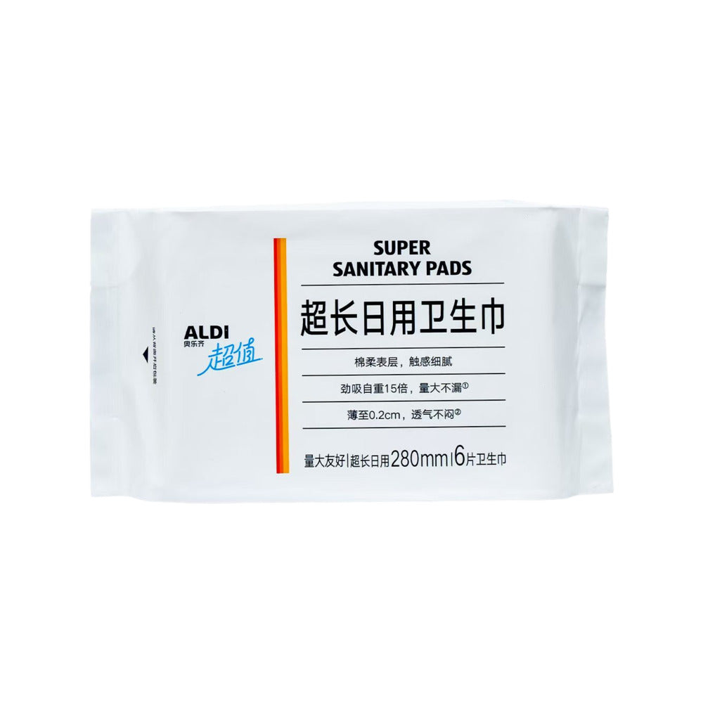 ALDI-Super-Sanitary-Pads-–-Extra-Long-Day-280-mm,-6-Pads-–-Limited-Import-1