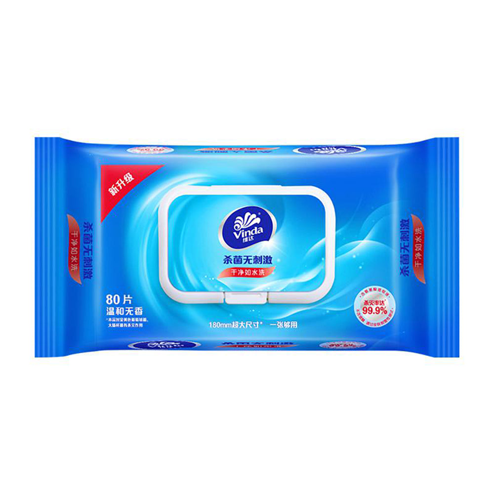 Vinda-Antibacterial-Wet-Wipes,-Unscented-&-Gentle-–-80-Sheets-x-3-Packs-(Kills-99.9%-of-Germs)-1