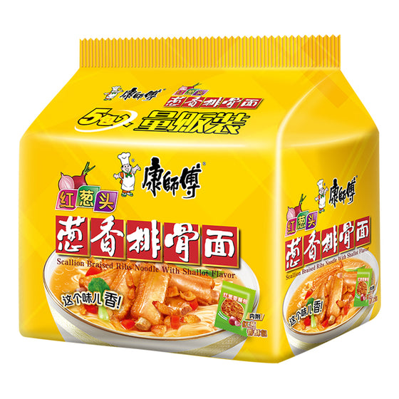 Kang Shi Fu Scallion Braised Rib Noodles - 104g x 5 Packs