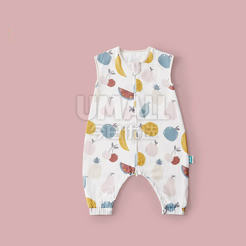 Túi ngủ không tay KUB 110 cm – vải xô cotton 2 lớp họa tiết trái cây