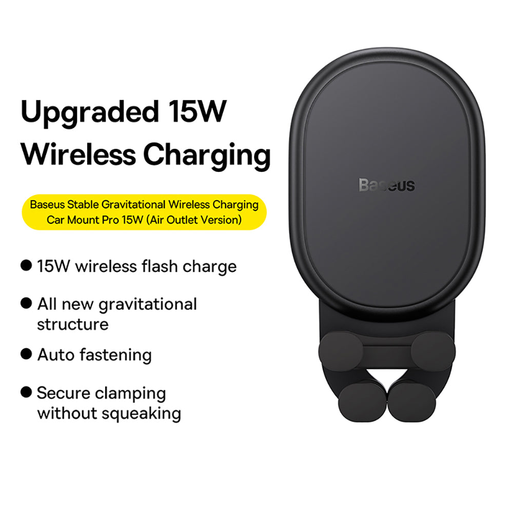 Baseus-Stable-Gravitational-Wireless-Charging-Car-Mount-Pro-15W-(Air-Outlet-Version)---Black-1