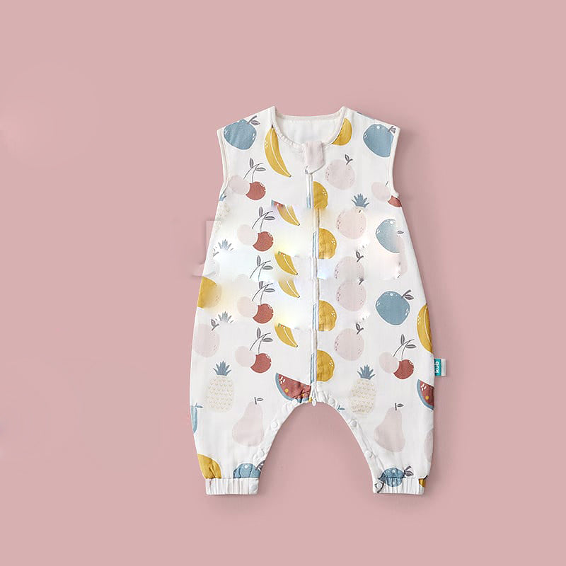 Túi Ngủ Liền Quần KUB 90 cm – cotton gauze hai lớp, họa tiết trái cây