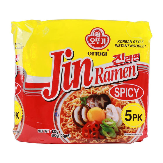 Ottogi Korean Jin Ramen Spicy 120g x 5 Packs