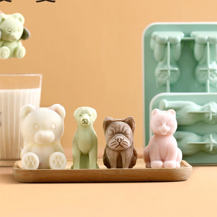Khuôn Silicone FaSoLa Hình Chó Bulldog Pháp 4 ô – làm kem, thạch, chocolate