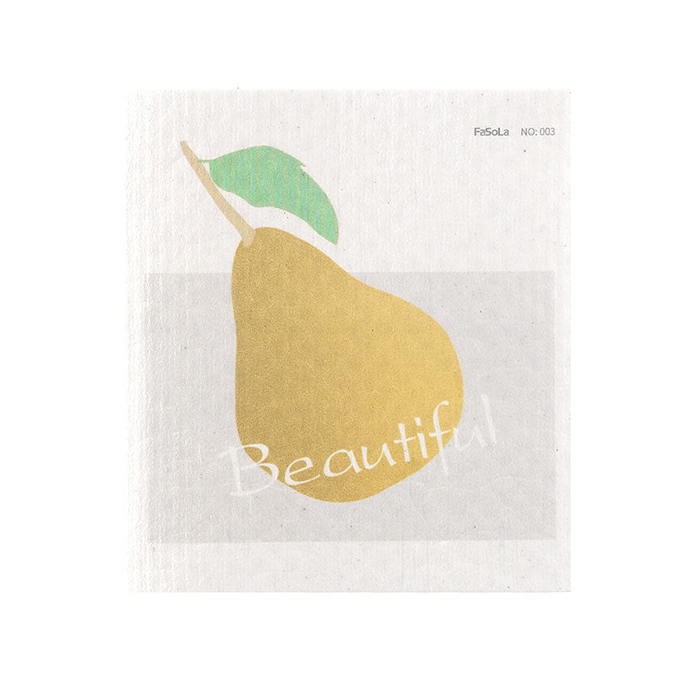 FaSoLa-Wood-Pulp-Sponge-Cloth---Juicy-Yellow-Pear-Design,-19.5*17cm-X3-1