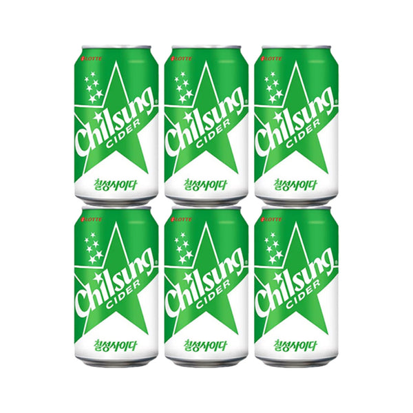 Lotte Chilsung Cider Lemon-Lime Soda 355ml x 6 Cans