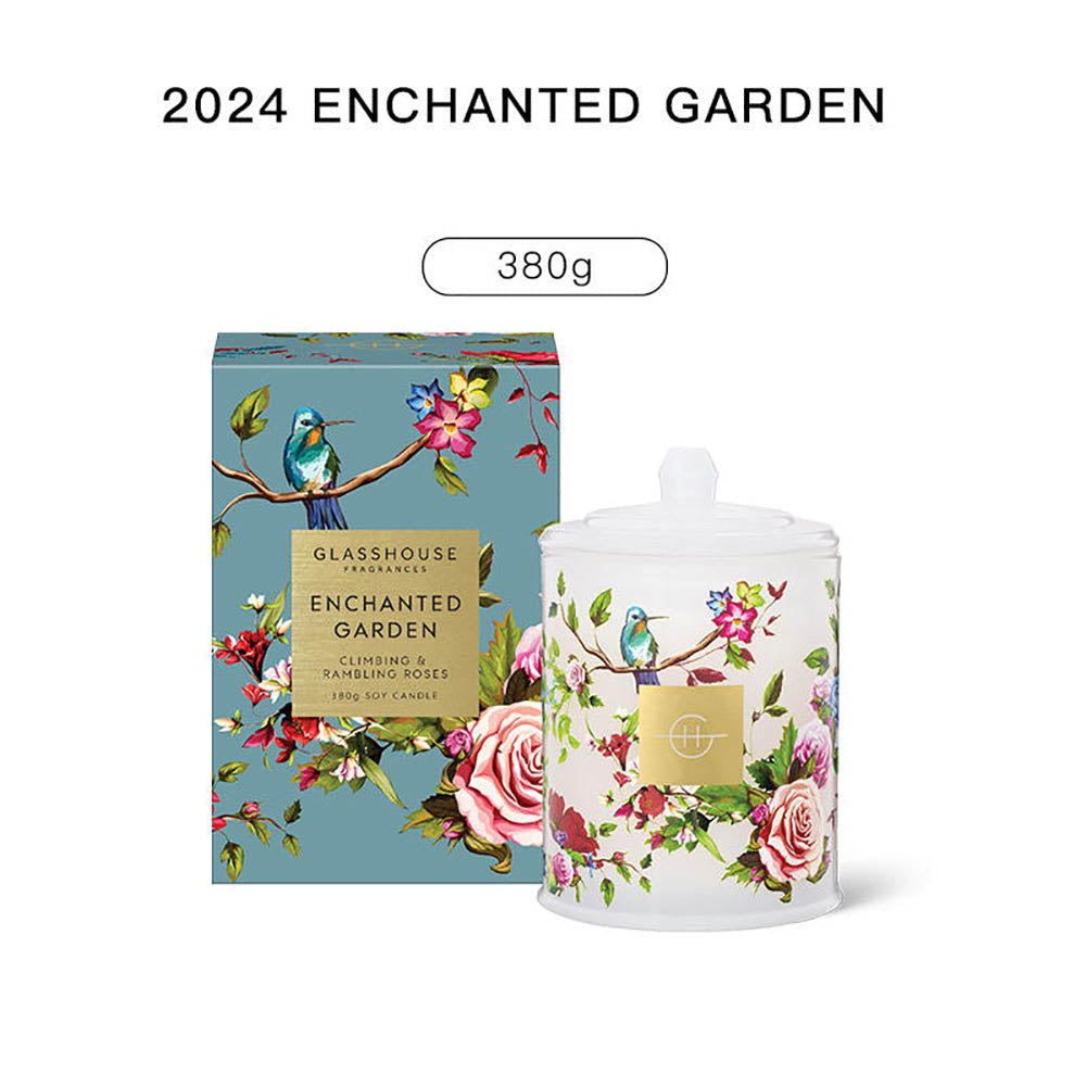 Nến Glasshouse Enchanted Garden White Rose 380 g – hương hoa hồng trắng