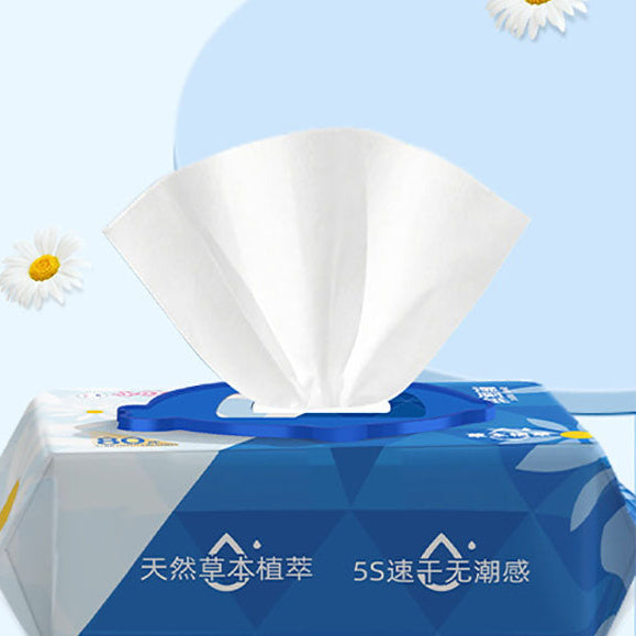 Giấy Vệ Sinh Ướt Xiaodingdong 80 miếng – khô nhanh, dịu nhẹ thảo mộc