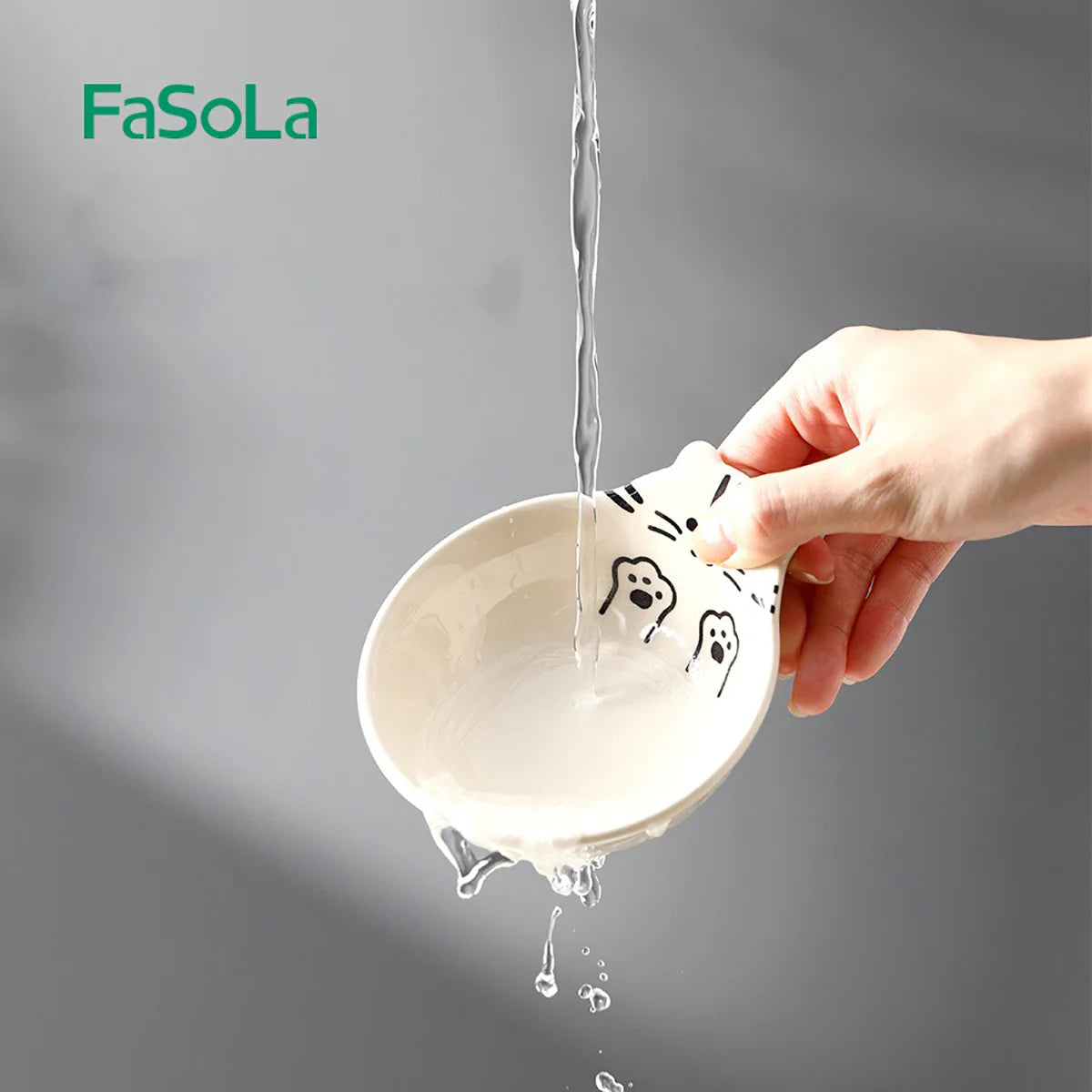 FaSoLa Bát Ăn Mèo Sứ Nhật 300 ml – có tay cầm, thiết kế dễ thương