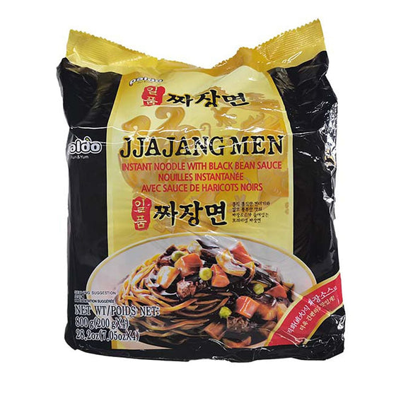 Paldo Jjajang Men Instant Noodles with Black Bean Sauce - 200g x 4 Packs