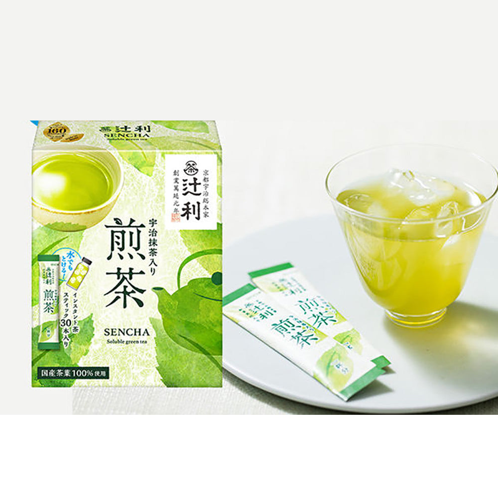 Trà Sencha Uji Matcha Hòa Tan Tsujiri 30 gói – trà xanh Nhật pha nhanh