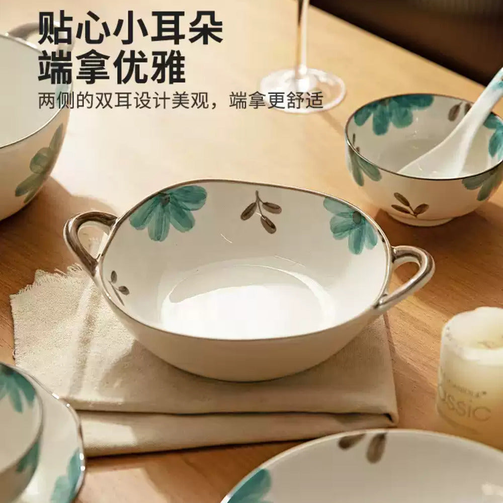 Modern-Housewife-“Qingyuan”-Ceramic-Fish-Serving-Plate-with-Floral-Motif-3