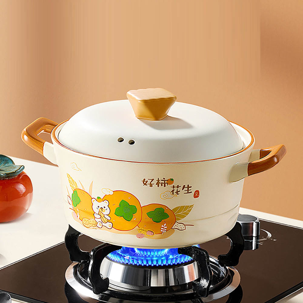 Nồi sứ Cooker King 4,2 L – nồi kho hầm đa năng họa tiết hồng & lạc