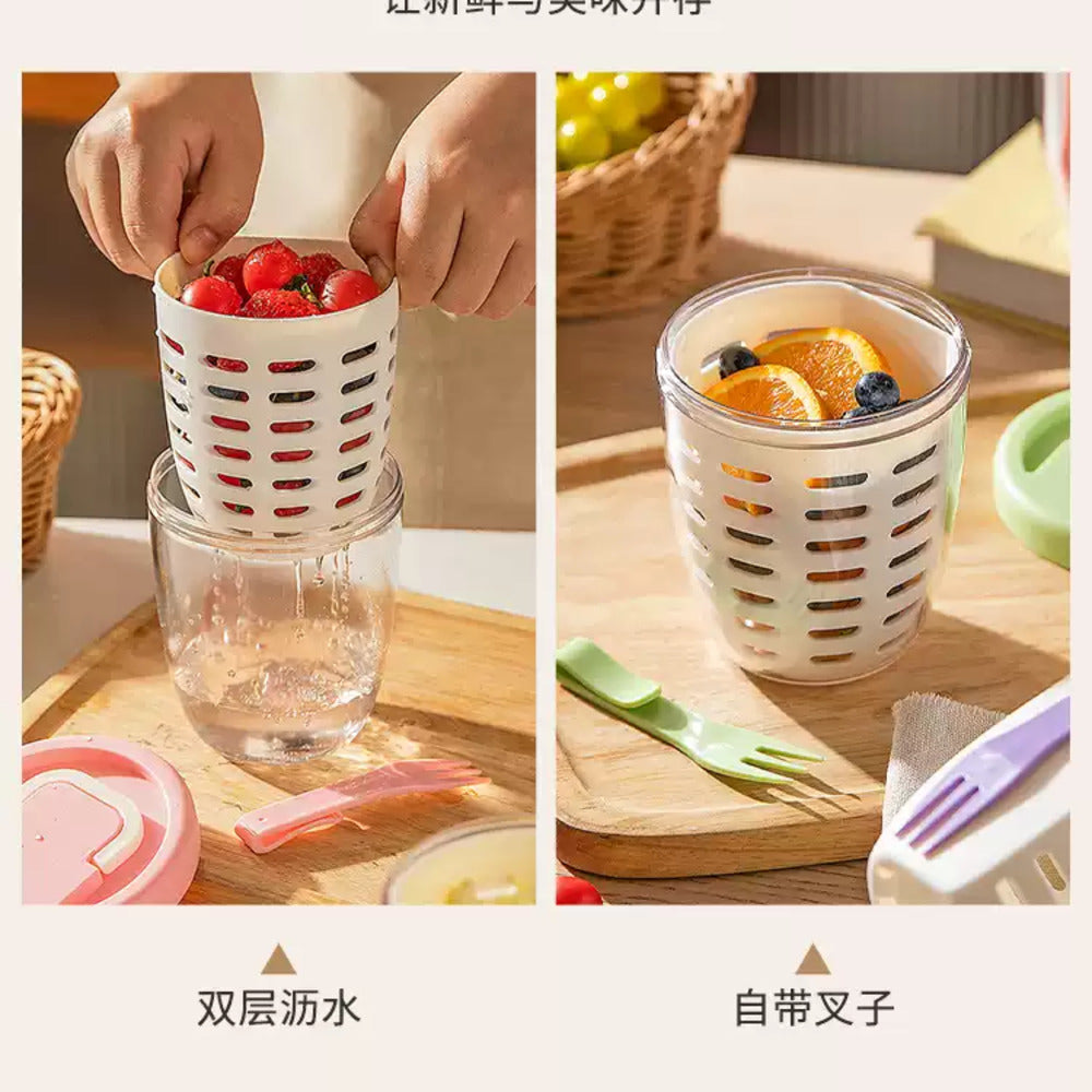 Modern-Housewife-Portable-Fruit-Cup-with-Built-In-Strainer-&-Fork,-Green-–-650-ml-3