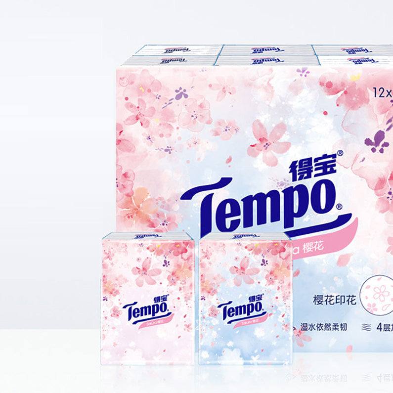 Khăn giấy Tempo mini hương hoa anh đào 7 tờ x 12 gói – mềm mịn tiện lợi