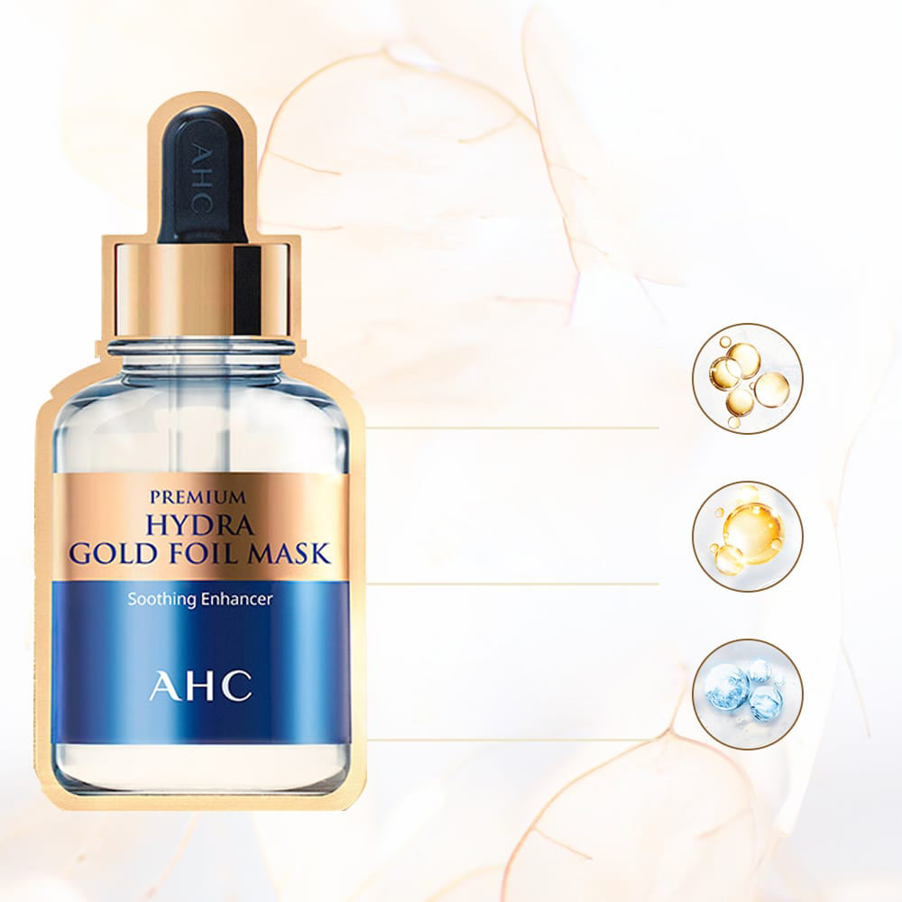 Mặt Nạ Giấy AHC Premium Hydra Gold Foil 125 g × 5 miếng – cấp ẩm sâu, làm dịu da