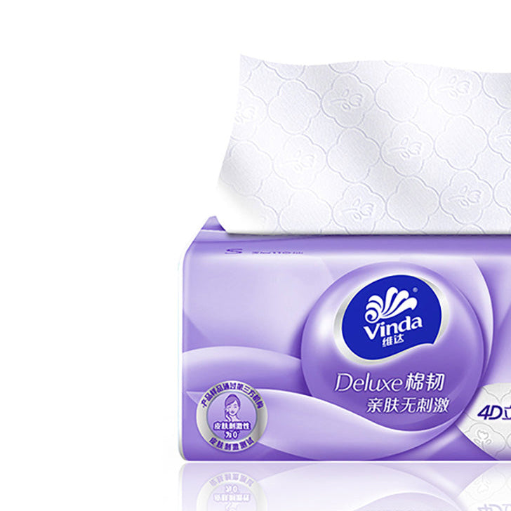Khăn Giấy Vinda Deluxe 3 Lớp 100 tờ × 8 gói – mềm mại 4D, không kích ứng