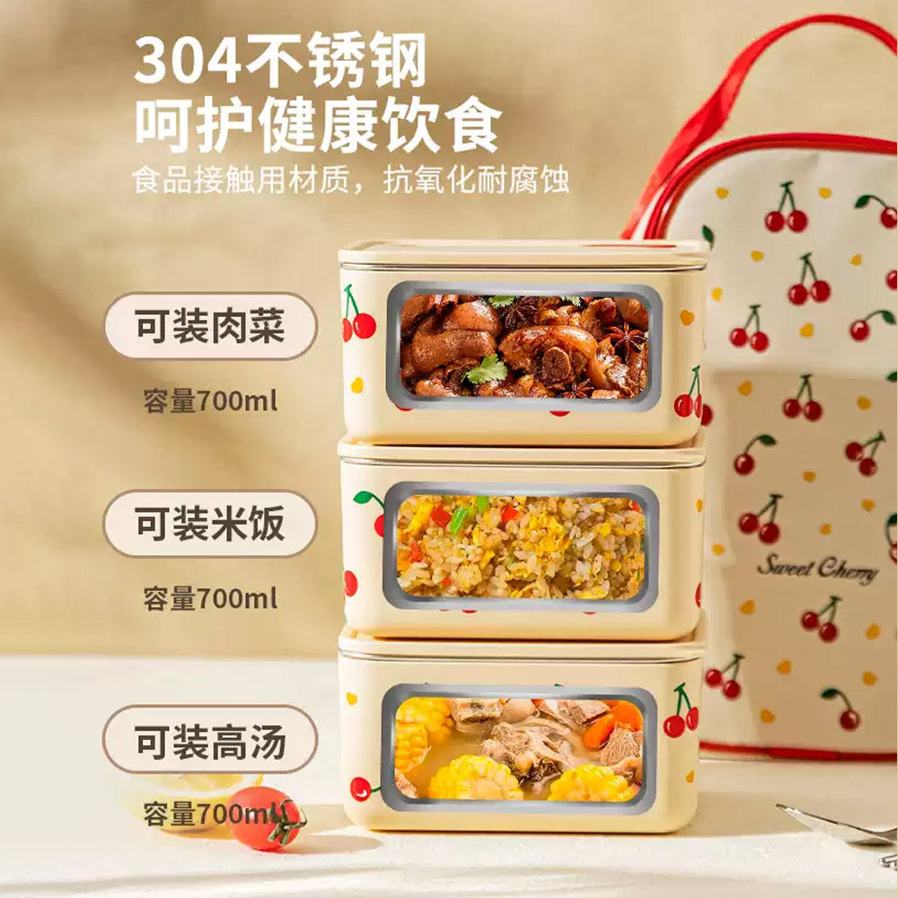Modern-Sweet-Home-304-Stainless-Steel-Insulated-Lunch-Box---Cherry-White-700ml,-Microwaveable-1