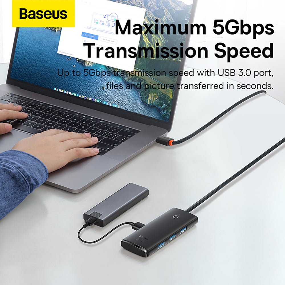 Baseus-Lite-Series-4-Port-Type-C-to-USB-3.0-HUB-Adapter---2m-Black-1