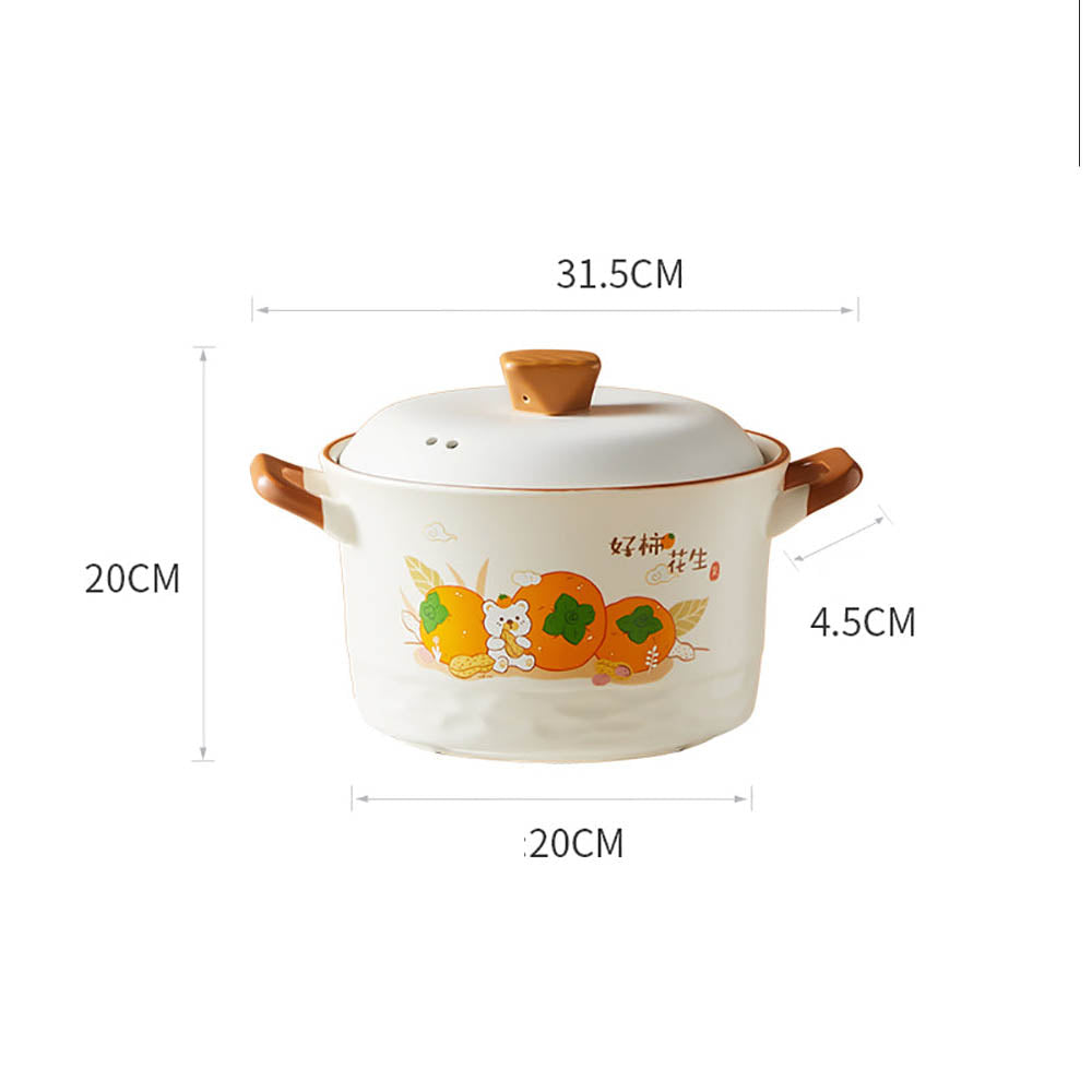 Nồi sứ Cooker King 4,2 L – nồi kho hầm đa năng họa tiết hồng & lạc