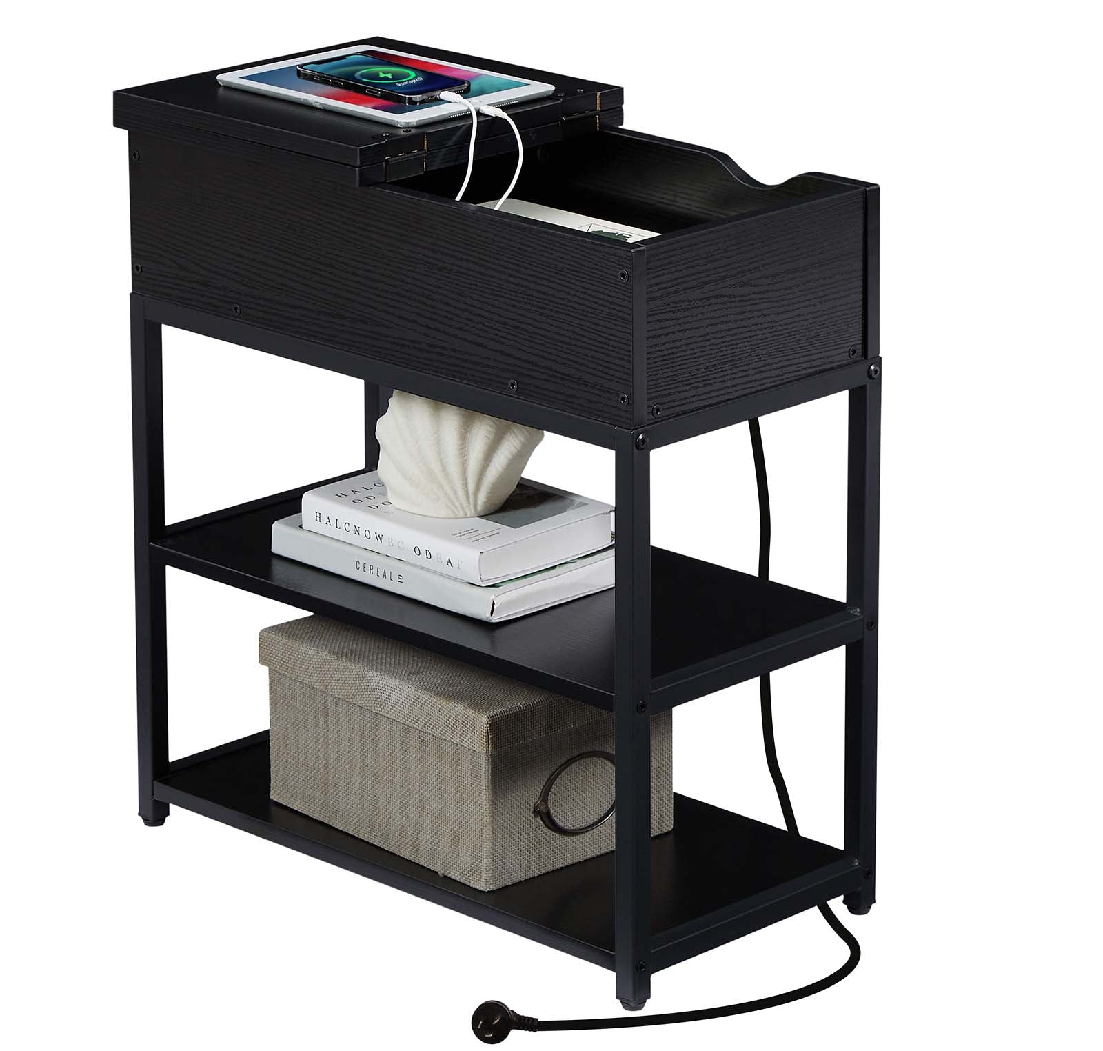 Bàn Kê Cạnh Sofa Casadiso 3 Tầng – ngăn kéo & ổ sạc USB-C tích hợp