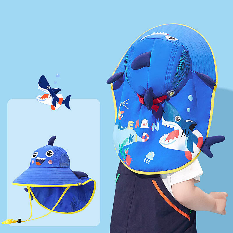 Nón chống nắng trẻ em Lemonkid size S – cá mập 3D che gáy, chống UV