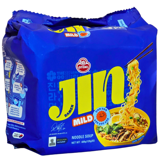 Mì Jin Ramen Ottogi 120 g × 5 gói – mì Hàn Quốc vị nhẹ