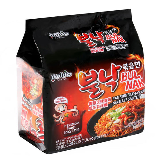 Paldo Bulnak Spicy Octopus Flavor Stir-Fried Noodles - 130g x 4 Packs