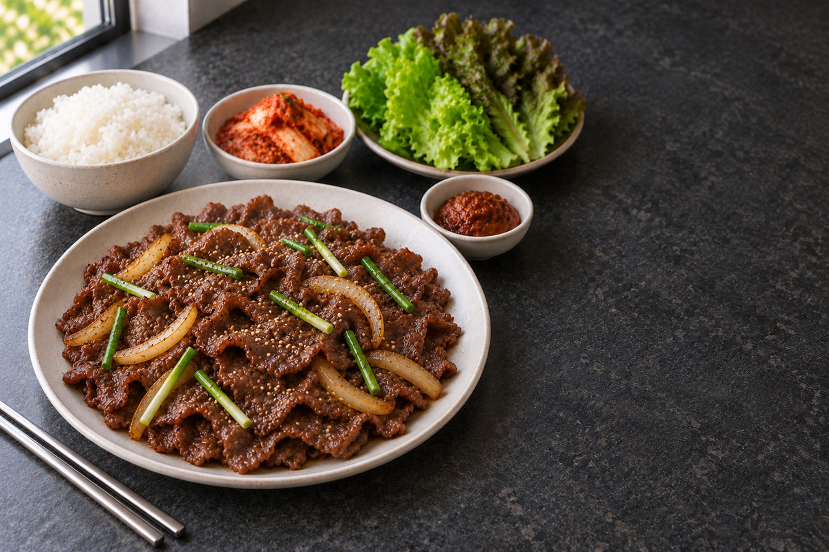 Beef Bulgogi, Korean BBQ Beef at Home, served