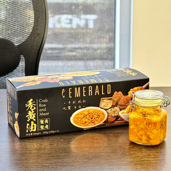Emerald Hairy Crab Roe & Meat Paste – 3 Packs, 300g (Frozen) - Crab Roe Sauce