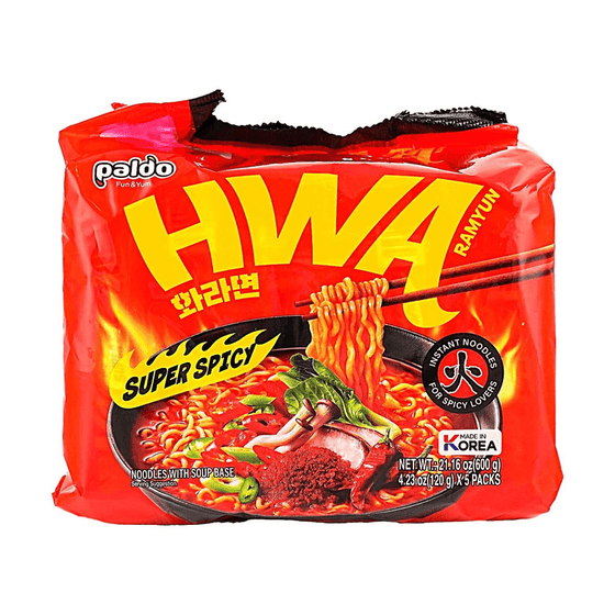 Paldo Teum-Sae Korean Super Spicy Ramen 120g x 5 Pack - Instant Noodles for Spicy Lovers