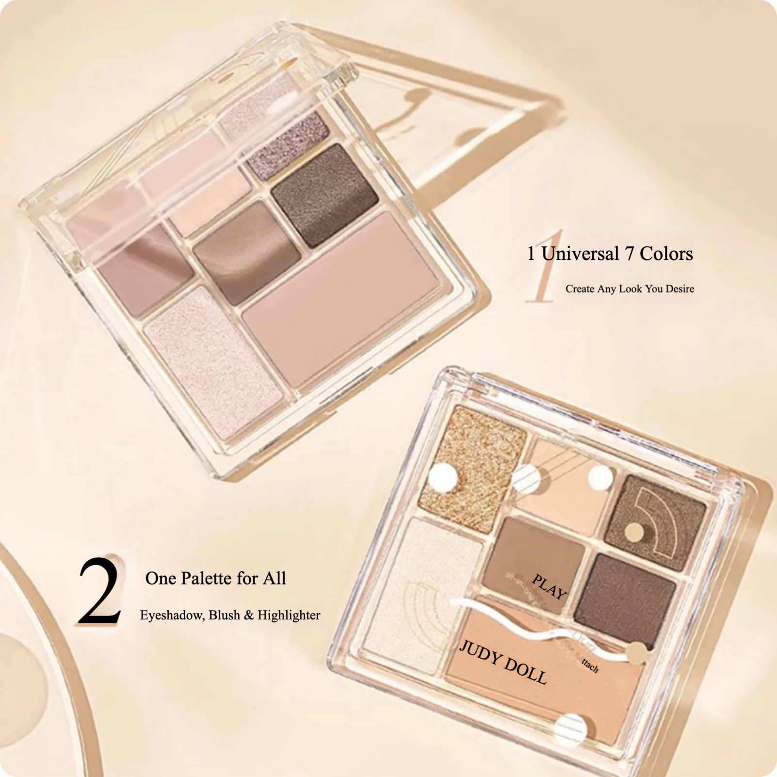 Bảng Phấn Mắt JudyDoll Playful 7 Ô #12 – tone tím nâu kim tuyến sang trọng