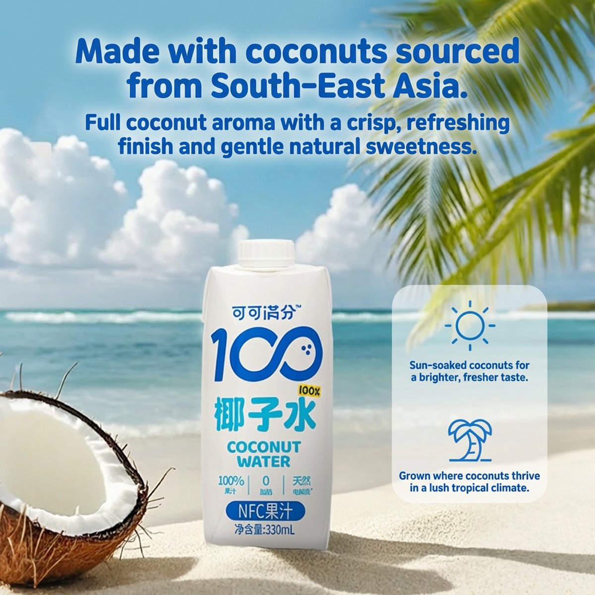 Coco Not Coco 100 Coconut Water 330ml – 100% Juice, Not From Concentrate (NFC ...