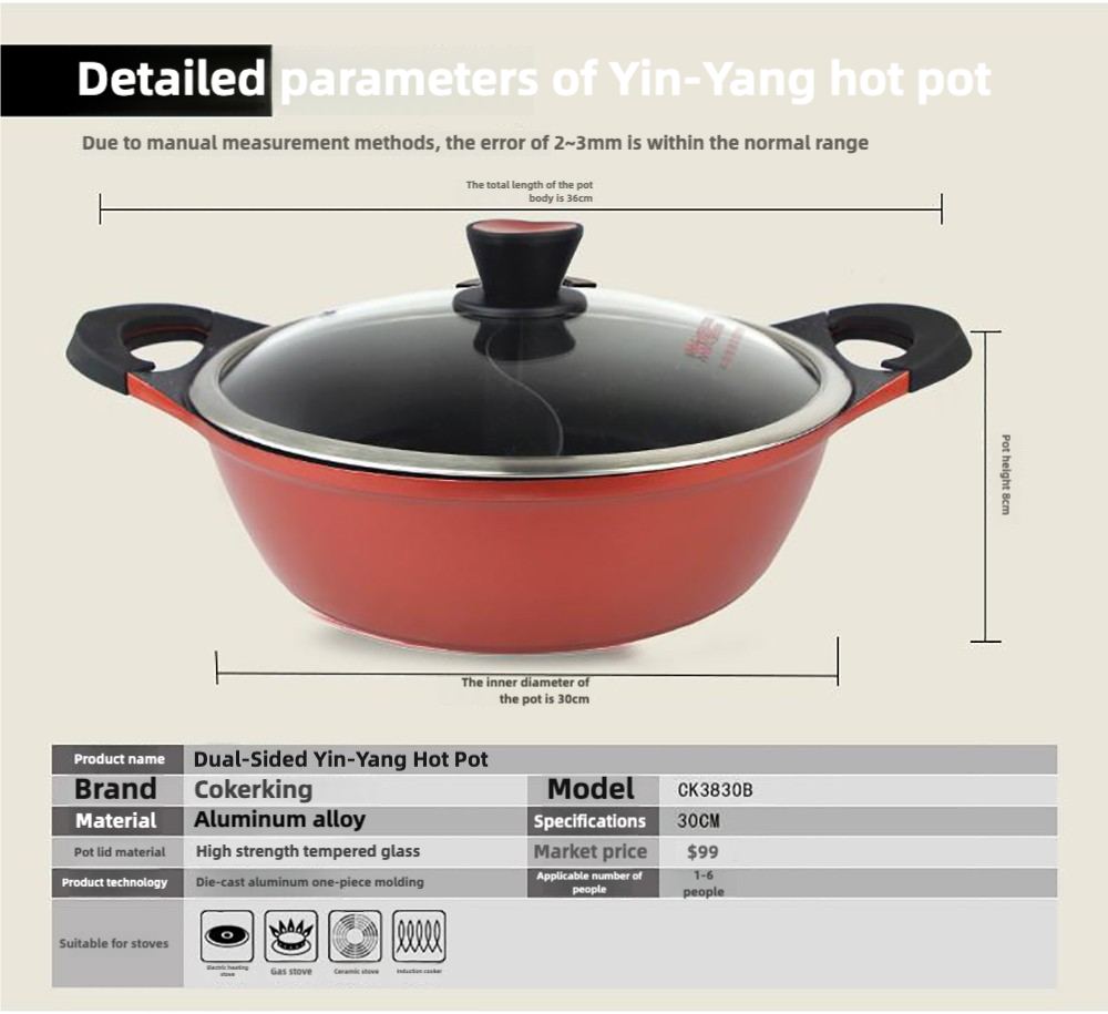 Nồi Lẩu 2 Ngăn Yin-Yang Coker King 30 cm – nồi lẩu đôi chống dính