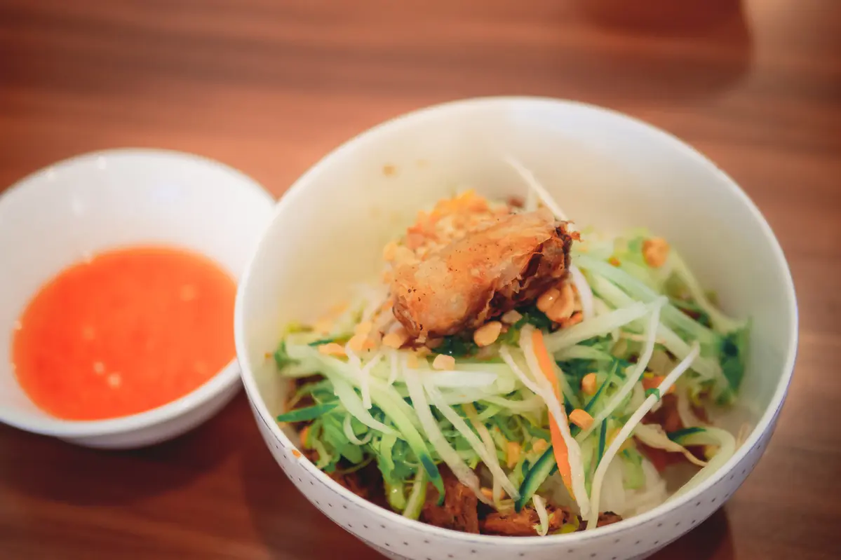 Vietnamese Beef Noodle with Spring Roll