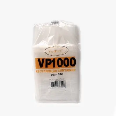 Vita-pack Plastic Rectangle Container 1L 50pcs (No Lid)