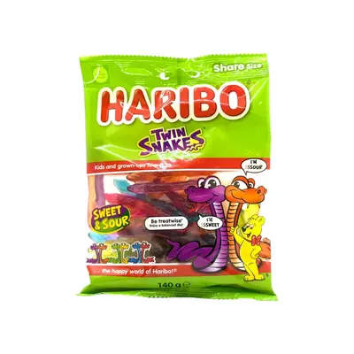 Haribo Twin Snakes Sweet & Sour Gummi Candy 140g